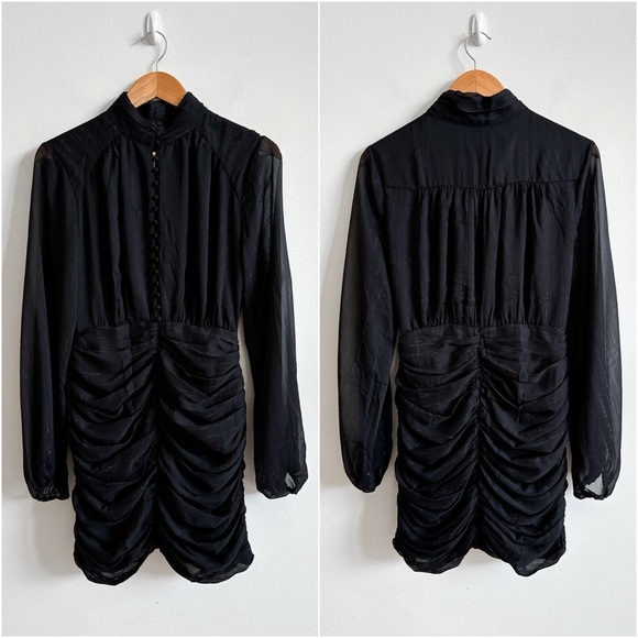 HOUSE OF HARLOW 1960 • Ruched Mini Dress in Black - Picture 3 of 16